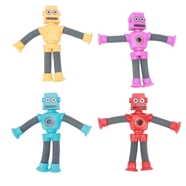 Juguetes sensoriales de fuelle, 4 piezas de juguetes telescópicos de plástico, juguetes telescópicos de plástico, ventosa telescópica, juguete de jirafa, materiales ecológicos