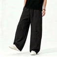 thumbnail image 4 of Atkumj Linen Pants Men with Pockets Fashion Elastic Waist Drawstring Pants Casual Solid Color Straight Leg Men Trousers Pants for Daily Wear L, 4 of 9