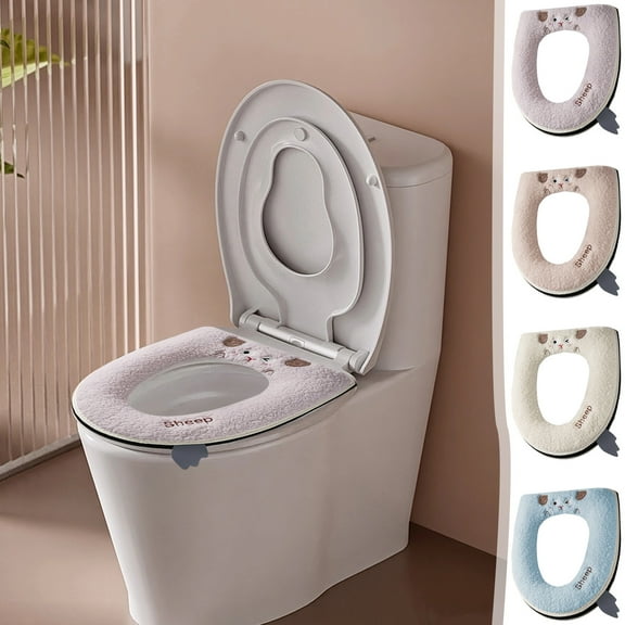 kkbbma Thicker Toilet Seat Cover Pads - Bathroom Soft Toilet Seat Warmer Stretchable Washable Fibre Cloth Toilet Seat Cushion Cover Toilet Seat Cover