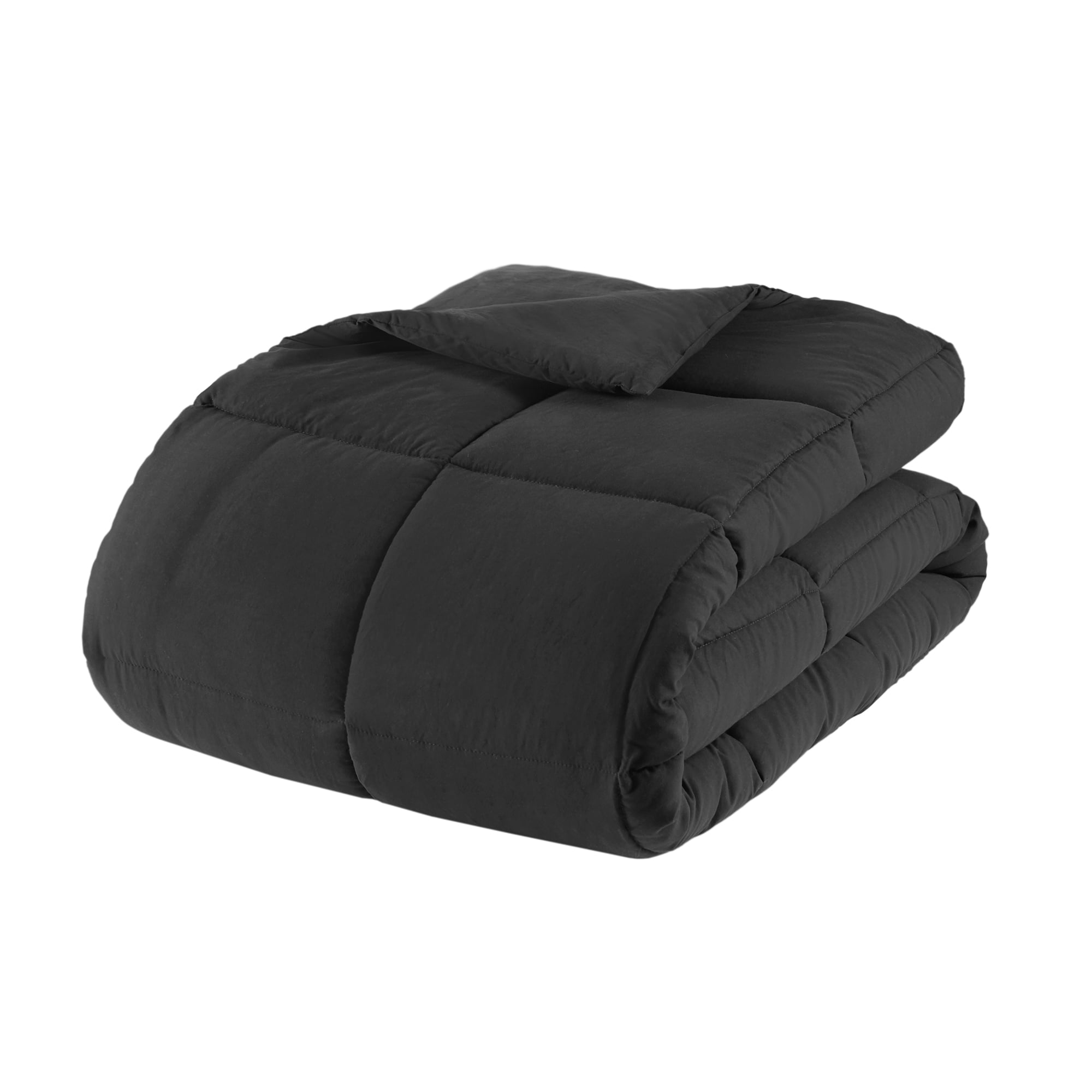 Mainstays All in One Down Alt Reversible Comforter and Sheet set- 7 Piece, Full, Black