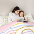 thumbnail image 4 of Feelyou Glitter Letter G Full Size Comforter Sets for Girls Kids, Rainbow Initial Bedding Sets, Pastel, Pink Reversible, 3pcs, 4 of 6