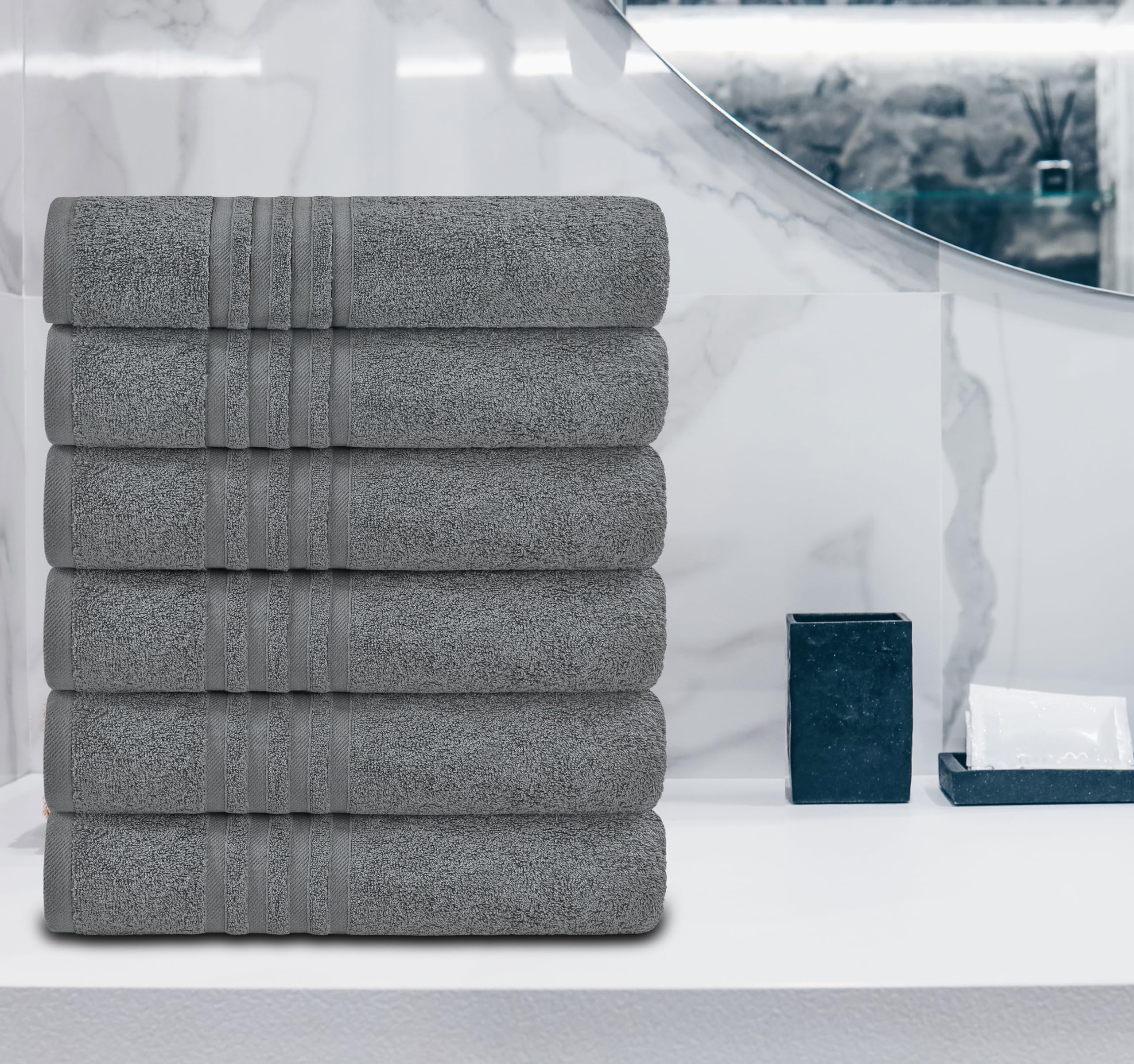 Tens Towels 4 Pc Dark Grey Bath Towels Set 100% Cotton Bathroom Towels 27 x  54 Inches Perfect Everyday Light Weight Quick Dry Towels for Bathroom