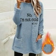 thumbnail image 2 of Feancey No,I'm No Freezing Sweatshirt for Women Winter Fuzzy Fleece Warm Pullover Tops Sherpa Thermal Loungewear Furry Casual Pajamas with Pockets Blue XXL, 2 of 5