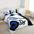 thumbnail image 3 of Manfei Abstract Music Note Full Size Comforter Sets,Geometric Circle Bedding Comforter Set,Blue Black White Bedding Sets,Luxury Bedroom Decor,3pcs, 3 of 8