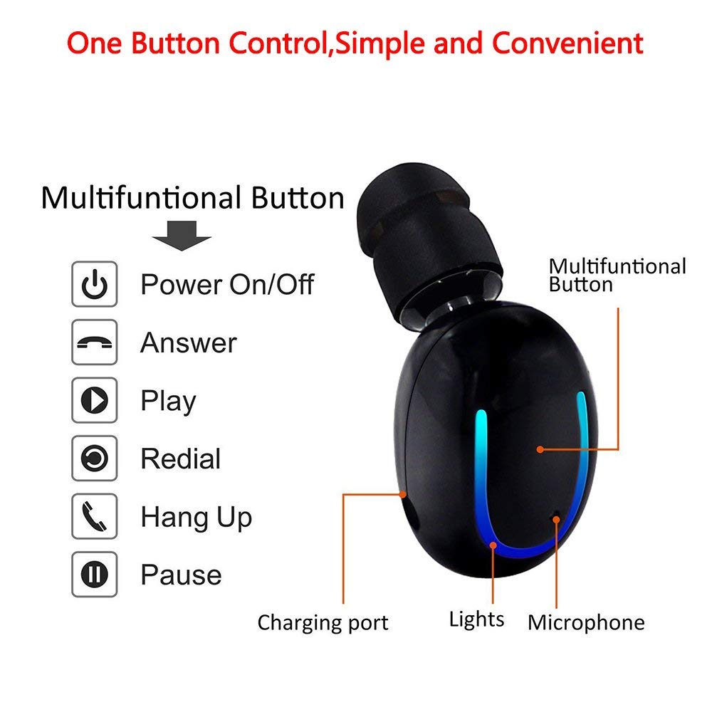 Q13 Mini Bluetooth 4.1 Earphone Wireless Music Headset Carkit Handsfree Phone Stealth Earbuds Fone de ouvido With Microphone (Black) - image 4 of 8