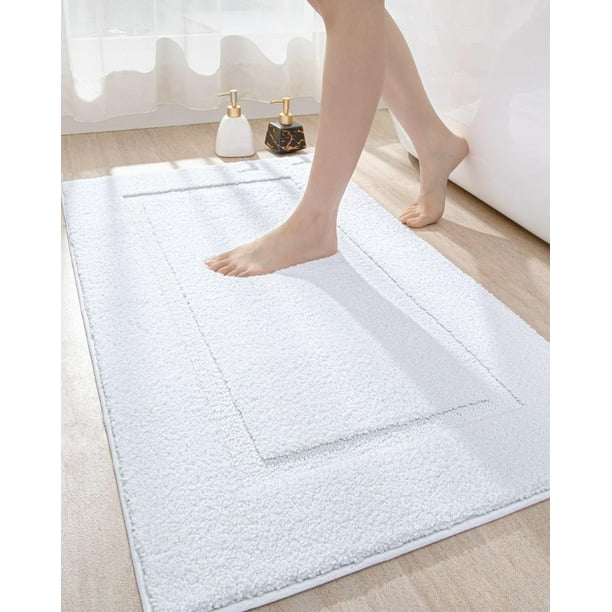 Alfombra de baño DEXI, lavable y antideslizante, 110 x 60 cm, color blanco