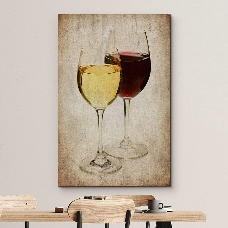Wine Glasses Wall Art Modern Aesthetics Still Life Canvas Print in Dark  Color for Kitchen - Clearhalo