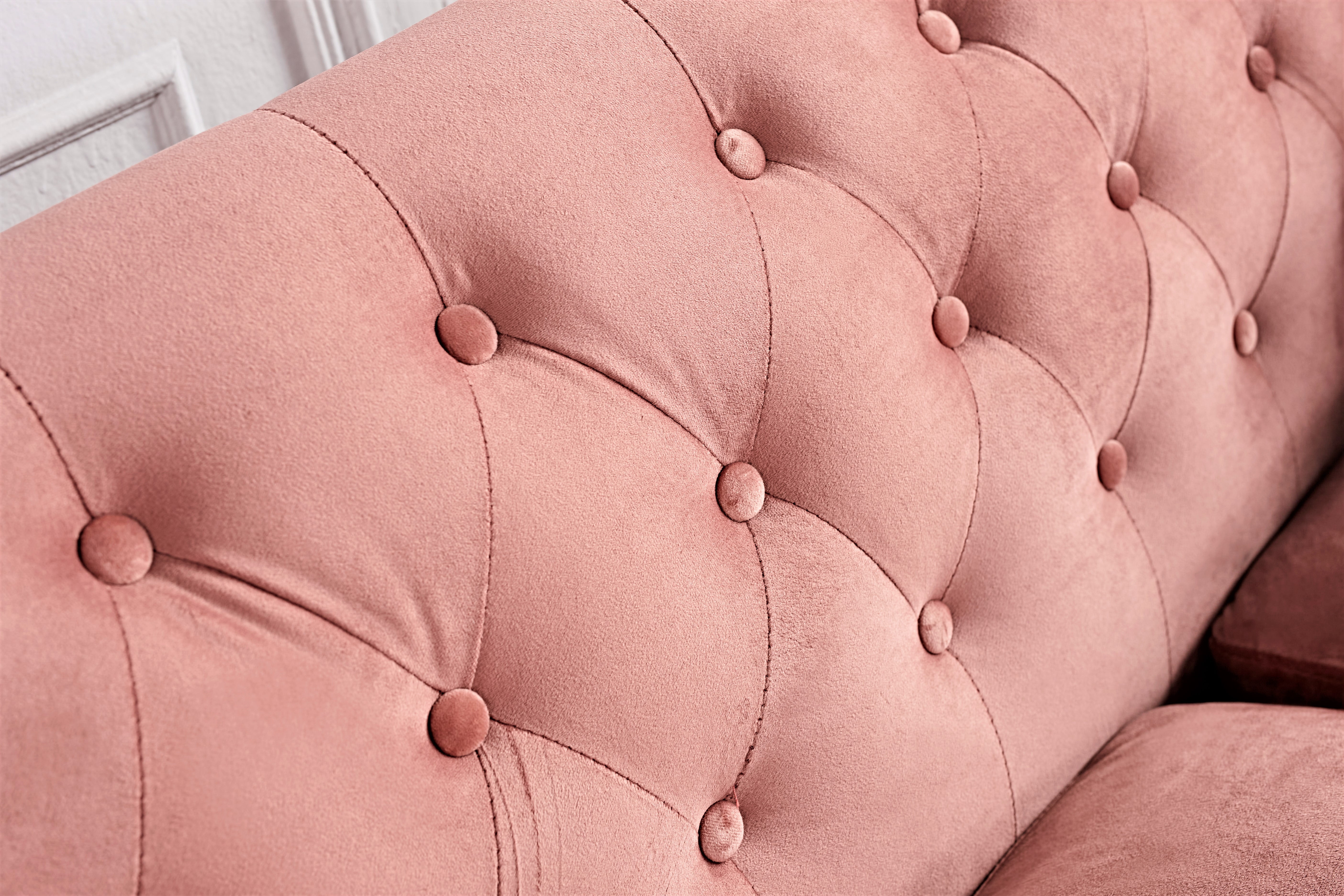 Uspridefurniture Cendejas 79.5'' Velvet Square Arm Sofa,Pink