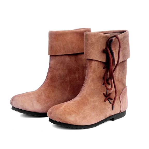 Renaissance Shoes Leather Medieval Larp Shoes LONG BOOTS SCA LARP