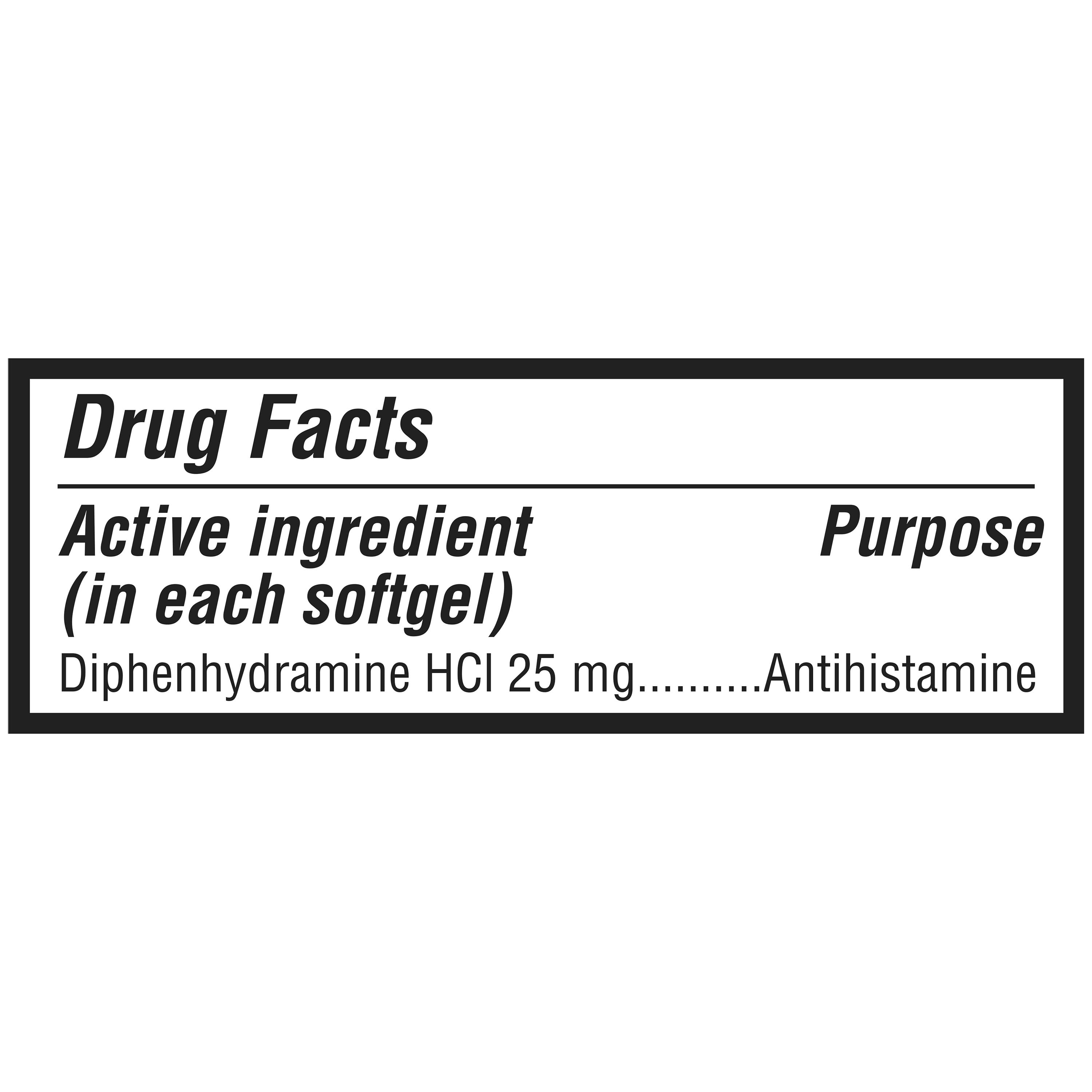 Equate Dye-Free Allergy Relief Diphenhydramine HCl 25mg Softgels, 24 Count, Compare to Benadryl® Dye-Free Allergy LIQUI-GELS®