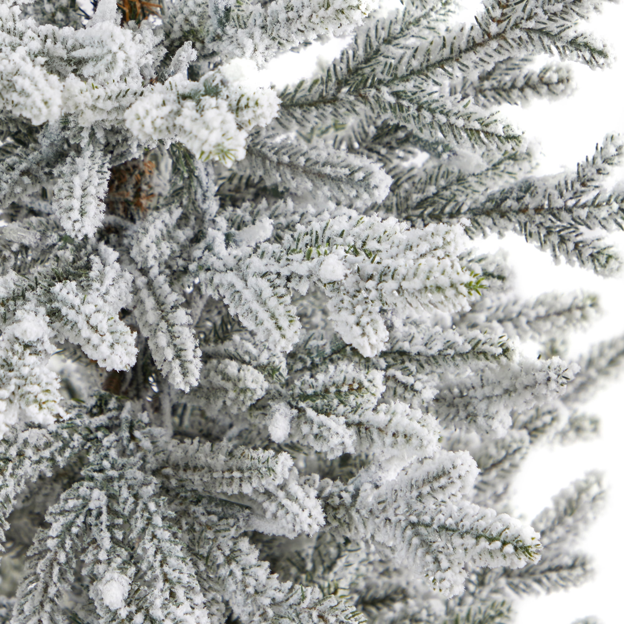 Nearly Natural 57" Flocked Fraser Fir Artificial Christmas Tree, Prelit with 300 Warm White Lights