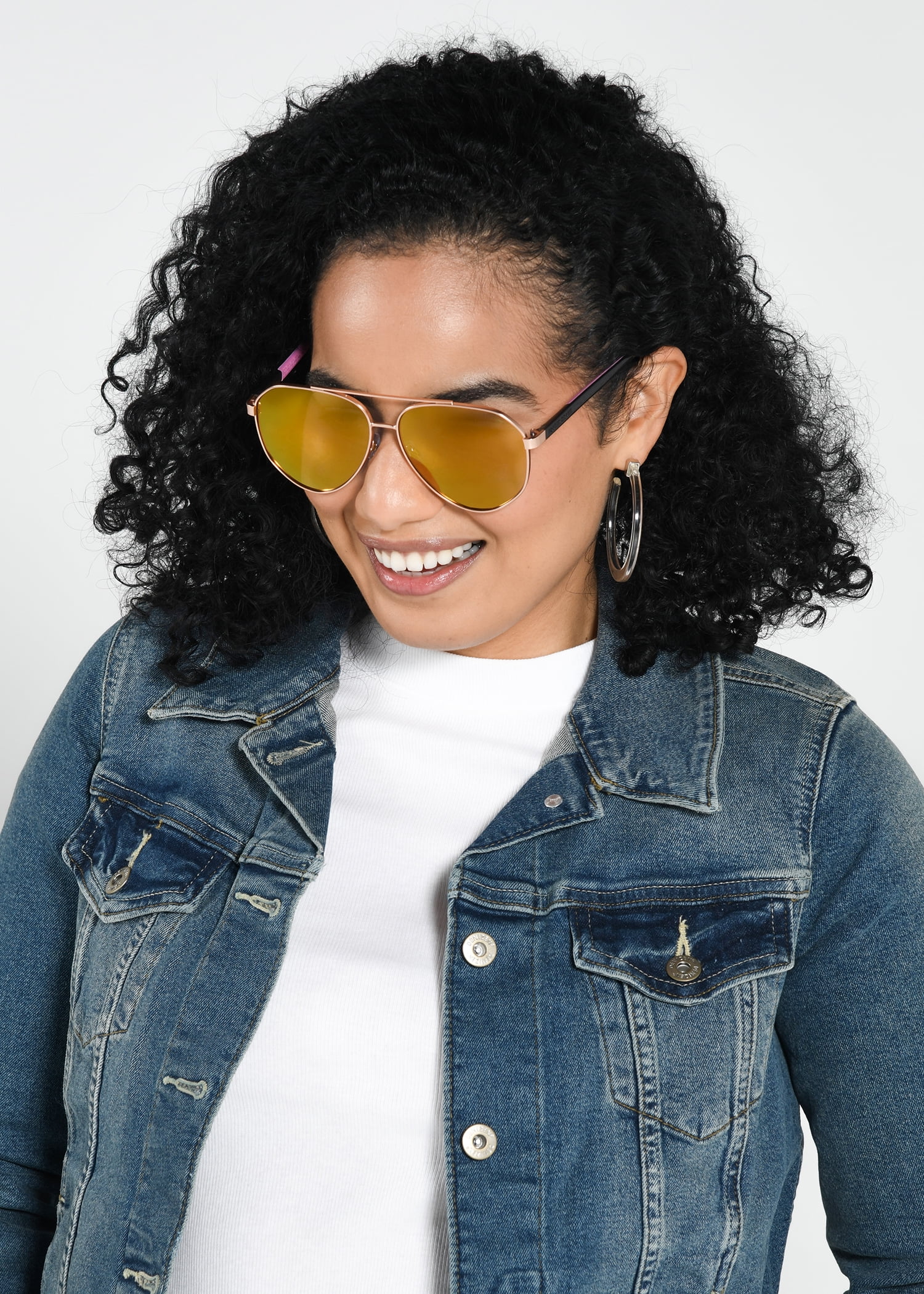 Foster Grant Women's Aviator Metal Sunglasses, Rose Gold