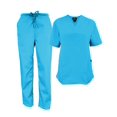 thumbnail image 4 of ACTIVE UNIFORMS Women Scrub Set Medical Scrub Top and Pants (Water Blue, X-Small), 4 of 7