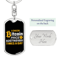 thumbnail image 2 of Bitcoin Price Crypto Stainless Steel or 18k Gold Premium Swivel Dog Tag Keychain, 2 of 8