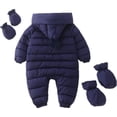 thumbnail image 2 of YOUI-GIFTS 3 Pcs Baby Flannel Lining Snowsuit Unisex Winter Warm Jumpsuit Double Zip Up Romper, 2 of 4
