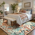 thumbnail image 3 of Lahome Decor 8'x10' Area Rug for Living Room Washable Bedroom Dining Rug Boho Floral Medallion Area Rug Non Slip Vintage Indoor Accent Carpet for Apartment Nursery Kids Room, Orange, 3 of 9