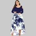thumbnail image 1 of LSLJS Plus Size Women Sexy Round Neck Off Shoulder Floral Printed Strapless Gradient Splicing Long Sleeve Pullover Irregular Hem, Cocktail Dresses for Women Evening Party, 1 of 4