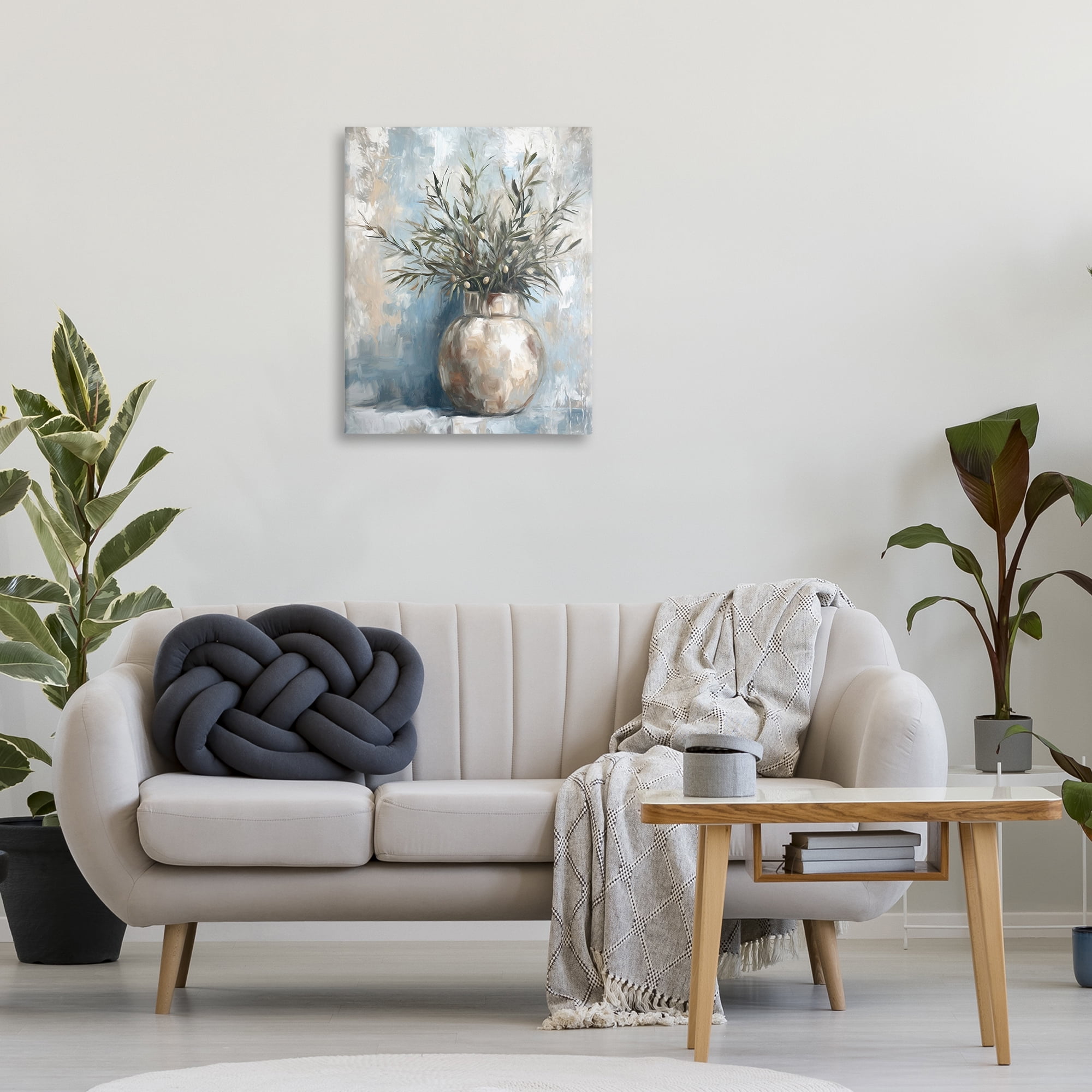 Stupell Industries Potted Olive Branches Botanical & Floral Painting Gallery Wrapped Canvas Art Print Wall Art, 24 x 30