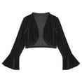 thumbnail image 3 of YONGHS Kids Girls Velvet Cardigan Bolero Open Front Long Sleeve Shrug Shawl Cover Up for Dress Black 10, 3 of 5