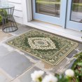thumbnail image 2 of Green Boho Doormat Outdoor Entrance 20"x31.5", Chic Traditional Antique Geometric Rustic Absorb Moisture Dirt Door Mats, Non-Slip Rubber Backing Floor Mats Indoor, Low-Profile Front Door Rugs, 2 of 9