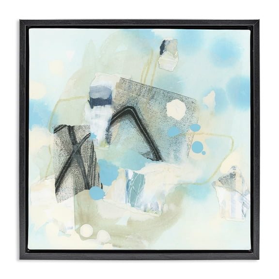 Stupell Industries Contemporary Expressive Blue Abstraction Black Floating Frame Canvas Art, 18 x 18, by June Erica Vess