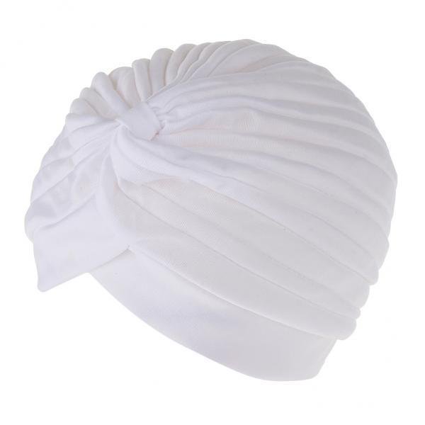 Sombreros de Turbante Plisado Retorcido Colcomx para Mujer Blanco indio 2 piezas Mujer Turbante Sombrero