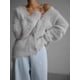 thumbnail image 5 of Cárdigan de Mujer, Suéter de Larga, Cárdigan con Botones y Cuello en V, Prenda de Punto de Moda. Gris S, 5 of 10