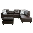 thumbnail image 3 of Aukfa Sectional Sofa, Living Room Couch with Storage Ottoman, Cup Holder, Right Facing Chaise, Brown, 3 of 10