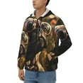 thumbnail image 3 of Kdxio Pug Wearing Sunglasses Flowers Print Men Hoodies Casual Hoodies for Men with Zip Pockets Full Zip Long Sleeve Sweatshirt Sports Hooded Jacket-Small, 3 of 5