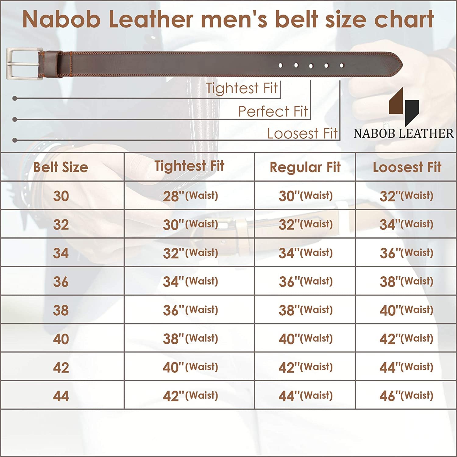 Nabob Leather Men's Leather Belt - Made With Rustic Leather| Two Row Stitching, Handmade In Bourbon Brown Perfect For Jeans (Size 30" (76 cm) - image 4 of 7