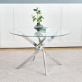 thumbnail image 1 of Heavenly Collection Star Dining Table, Tempered Glass Dining Table, Round Glass Dining Table, Dining Table with Chrome Base, Cross Chrome Dining Table 48", 1 of 10