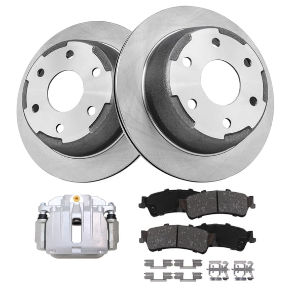 Detroit Axle - Rear Disc Rotors Brake Pads Right Brake Caliper Replacement for Sierra Silverado 1500 Astro Tahoe Safari Yukon XL