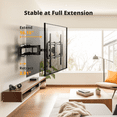 thumbnail image 4 of MountFTV Full Motion TV Wall Mount for Most 37-82 inch TVs, TV bracket with Swivels Tilts Extension Leveling,Max 600x400mm, Holds up to 100 lbs,Fits 8” 12” 16" Wood Studs ﻿, 4 of 8