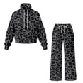 thumbnail image 4 of SCRAWLGOD Leopard Print Gray Black Women's 2 Piece Outfits Casual Pullover Sweatshirt Wide Leg Lounge Set Trendy Sweatsuit Turtleneck Lounge Set for Daily Wear, XS, 4 of 7