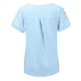 thumbnail image 6 of Womens T Shirts Short Sleeve O Neck Solid Color Cotton Casual Blouse Top Light Blue L, 6 of 7