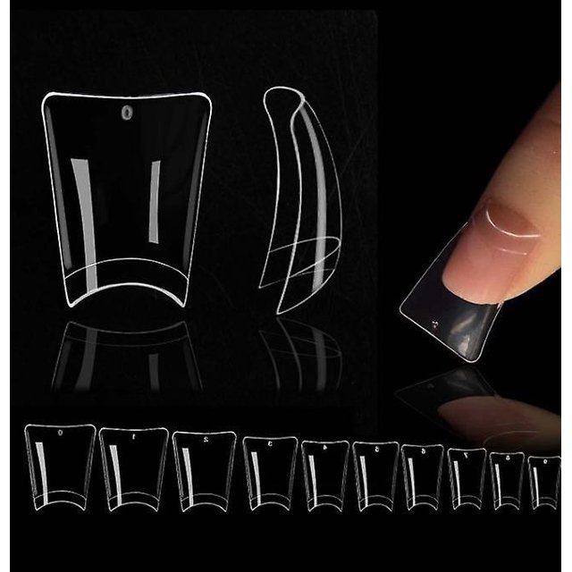 Puntas de uñas BRILLAR francesas transparentes 500 piezas acrílico curvado en C