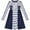 Navy Blue Striped, variant on Girls Dress Cotton Long Sleeve Unicorn Embroidery Navy Blue 2 Years