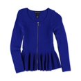 thumbnail image 2 of INC suéter de punto con detalle de cremallera Peplum para mujer, azul, XS I-N-C Tejer, 2 of 2