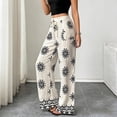 thumbnail image 5 of DeHolifer Boho Pants for Women Floral High Waisted Wide Leg Palazzo Pants Summer Trendy Casual Lounge Pants Women Vacation White XL, 5 of 6