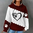 thumbnail image 2 of Hooded Sweatshirt for Womens Cute Dog Paw Heart Print Hoodies with Front Pocket Sweatshirts Color Matching Waffle Knitted Sweatshirts Loose Casual Long Sleeve Tops Hooded Outwear, 2 of 4