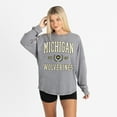 thumbnail image 4 of Women's Gameday Couture Gray Michigan Wolverines Oversized Final Score Snow Wash Long Sleeve T-Shirt, 4 of 6