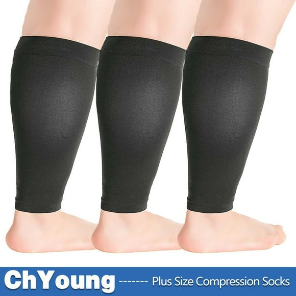 (3 Pair) Graduated Compression Socks Plus Size Circulation 20-30 mmHg - Extra Wide Opaque Closed Toe Women & Men Knee High Stockings for Swelling Edema Maternity Nursing Recovery DVT - Black, Small