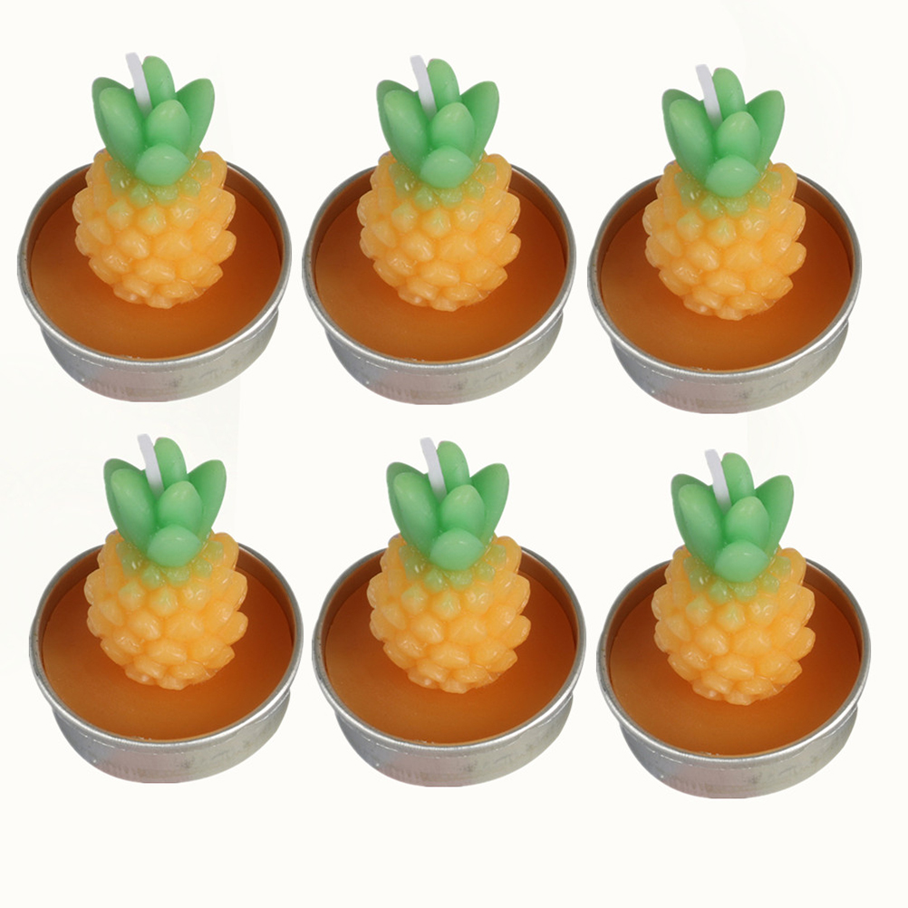 1 Box 6pcs Smokeless Aromatherapy Candles Scented Candles Pineapple