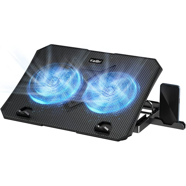 Upgrade Laptop Cooling Pad, Laptop Cooler 2 Fans for 10-15.6 Inch Laptops, 5 Height Stands, 2 USB Ports