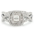 thumbnail image 2 of AFFY 1 Carat Princess & Round Moissanite Diamond Halo Bridal Ring Set 14K White Gold over Silver-8, 2 of 7