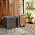 thumbnail image 2 of DORTALA 2 Pieces Patio Wicker Ottomans, Outdoor PE Rattan Side Table with Storage Cabinet, Cushions, Foot Rest for Couch, Chair, Grey, 2 of 7