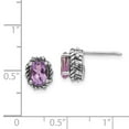 thumbnail image 2 of Auriga Fine Jewelry 925 Sterling Silver Antiqued Oval Amethyst Post Stud Earrings for Women, 2 of 6