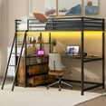 thumbnail image 5 of Harper & Bright Designs Twin Size Metal Loft Bed with Desk and Shelves, High Twin Loft Bed Frame with Drawers LED Light and USB Charging Station, Black, 5 of 12