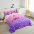 thumbnail image 4 of Manfei Cartoon Glitter Flamingo Bedding Comforter Set, Romantic Animal Twin Comforter Sets, Purple Pink Stars Print Reversible Bedding Set, Lightweight Room Decor, 2-Piece, 4 of 9
