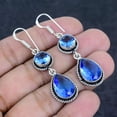 thumbnail image 2 of Natural Swiss Blue Topaz Gemstone 925 Sterling Silver Earring 2.17", 2 of 2